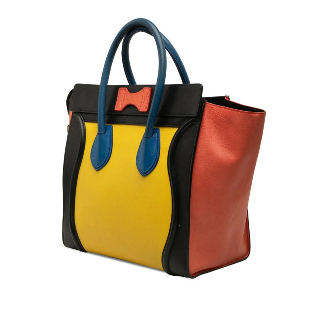 Celine Leather Luggage Multicolor Handbag Tote Shopper Black